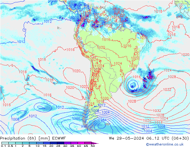 Nied. akkumuliert (6Std) ECMWF Mi 29.05.2024 12 UTC