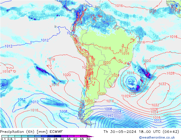 Z500/Yağmur (+YB)/Z850 ECMWF Per 30.05.2024 00 UTC