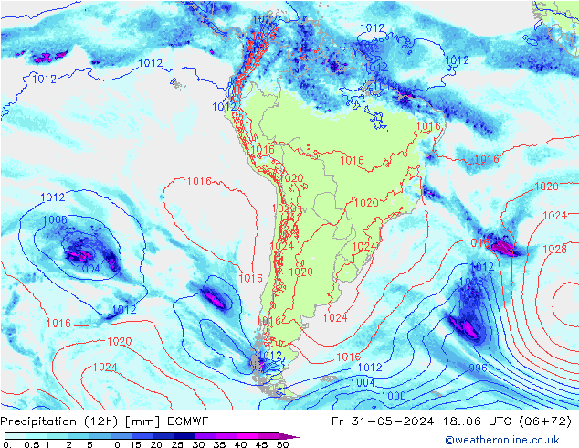 осадки (12h) ECMWF пт 31.05.2024 06 UTC