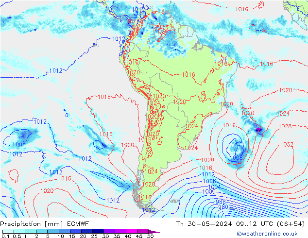 precipitação ECMWF Qui 30.05.2024 12 UTC