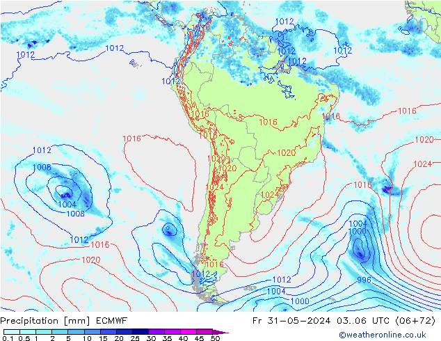 Precipitation ECMWF Fr 31.05.2024 06 UTC