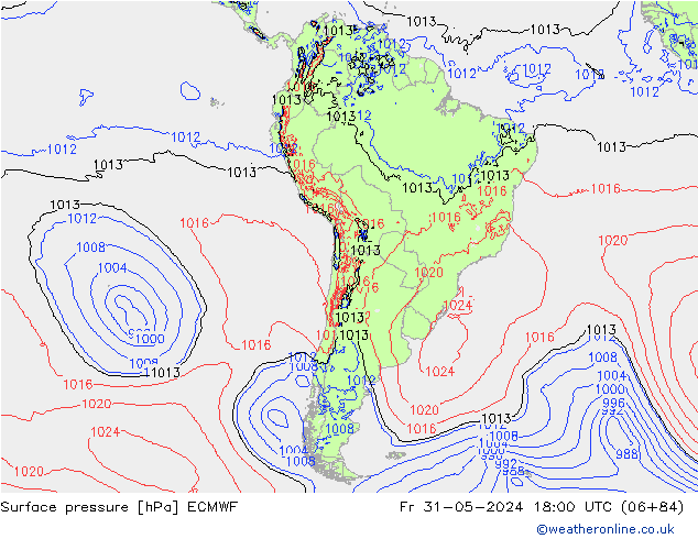 Surface pressure ECMWF Fr 31.05.2024 18 UTC