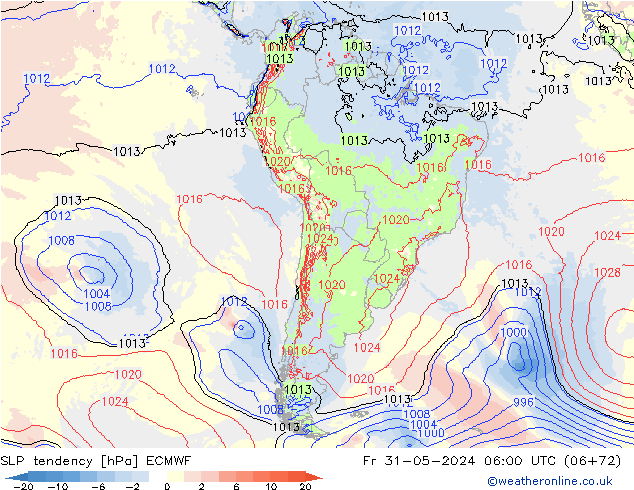 SLP tendency ECMWF Fr 31.05.2024 06 UTC