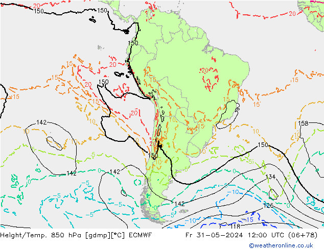 Z500/Yağmur (+YB)/Z850 ECMWF Cu 31.05.2024 12 UTC