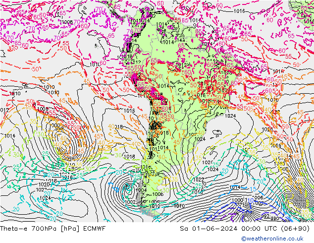 Theta-e 700hPa ECMWF Cts 01.06.2024 00 UTC