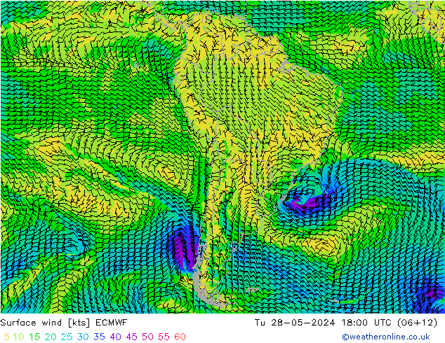 Wind 10 m ECMWF di 28.05.2024 18 UTC