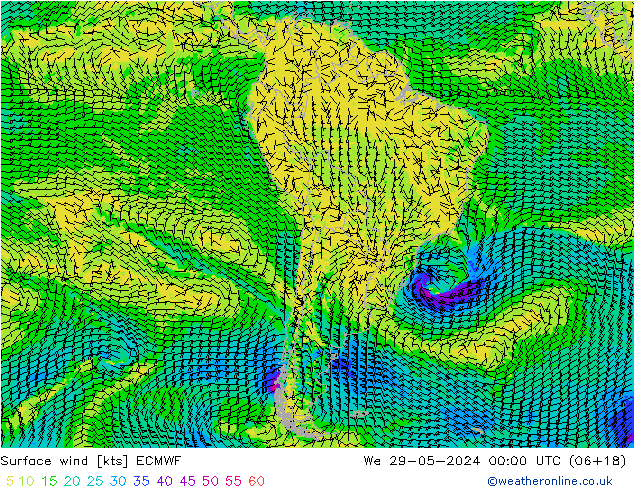 Surface wind ECMWF We 29.05.2024 00 UTC