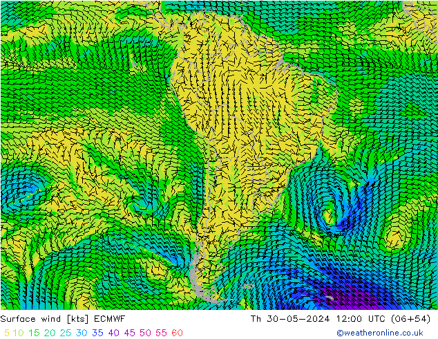 Surface wind ECMWF Th 30.05.2024 12 UTC