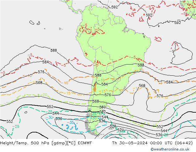 Z500/Yağmur (+YB)/Z850 ECMWF Per 30.05.2024 00 UTC