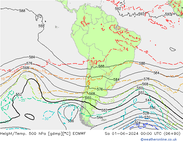 Z500/Rain (+SLP)/Z850 ECMWF  01.06.2024 00 UTC