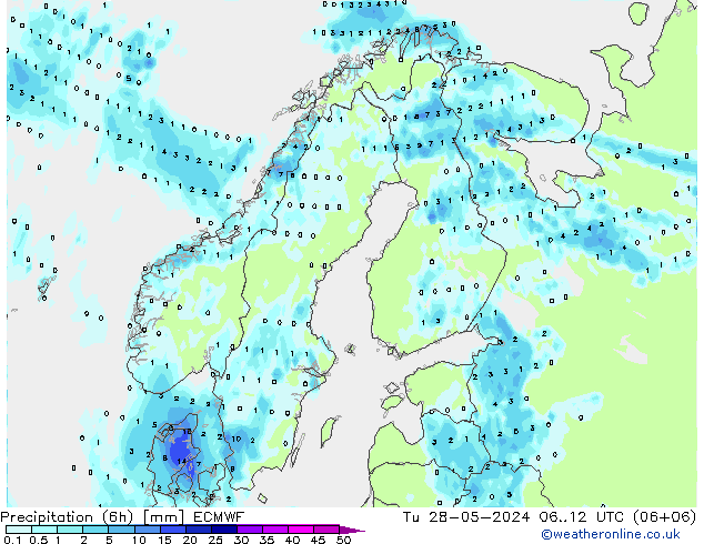 Yağış (6h) ECMWF Sa 28.05.2024 12 UTC