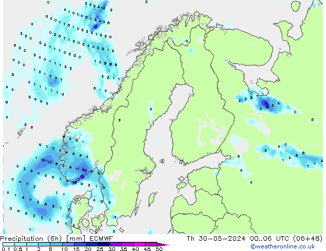 Z500/Rain (+SLP)/Z850 ECMWF Qui 30.05.2024 06 UTC