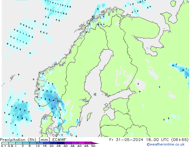 Nied. akkumuliert (6Std) ECMWF Fr 31.05.2024 00 UTC