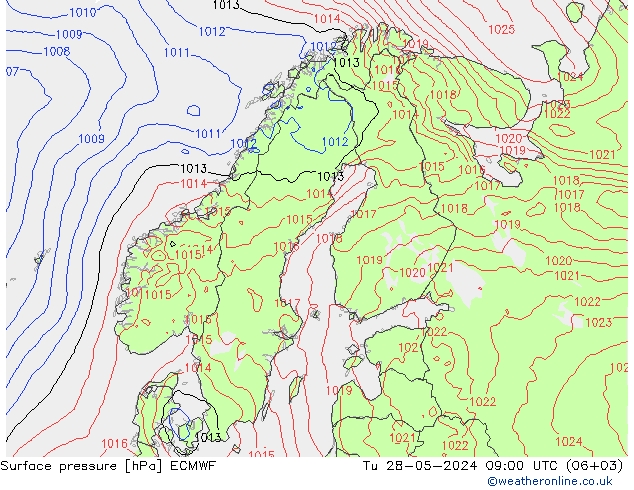 приземное давление ECMWF вт 28.05.2024 09 UTC