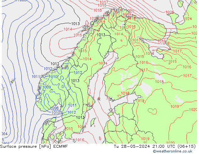 Luchtdruk (Grond) ECMWF di 28.05.2024 21 UTC