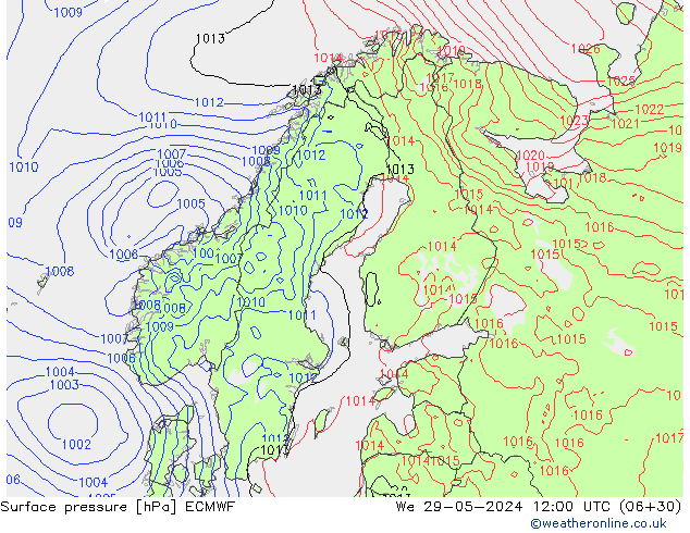 Atmosférický tlak ECMWF St 29.05.2024 12 UTC