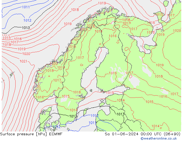 ciśnienie ECMWF so. 01.06.2024 00 UTC