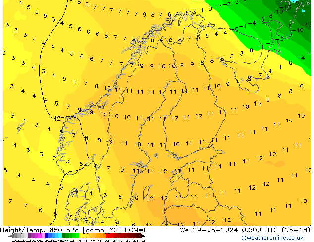 Z500/Rain (+SLP)/Z850 ECMWF We 29.05.2024 00 UTC