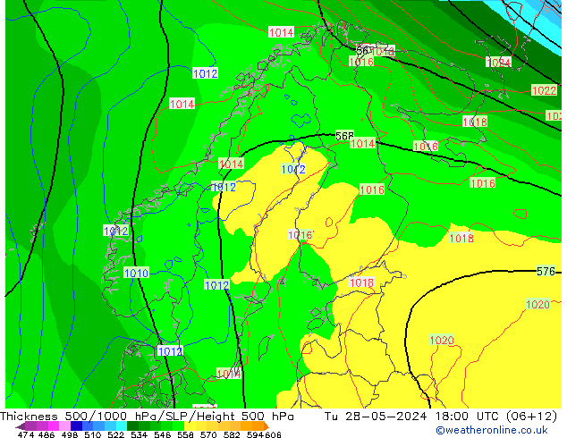 Schichtdicke 500-1000 hPa ECMWF Di 28.05.2024 18 UTC