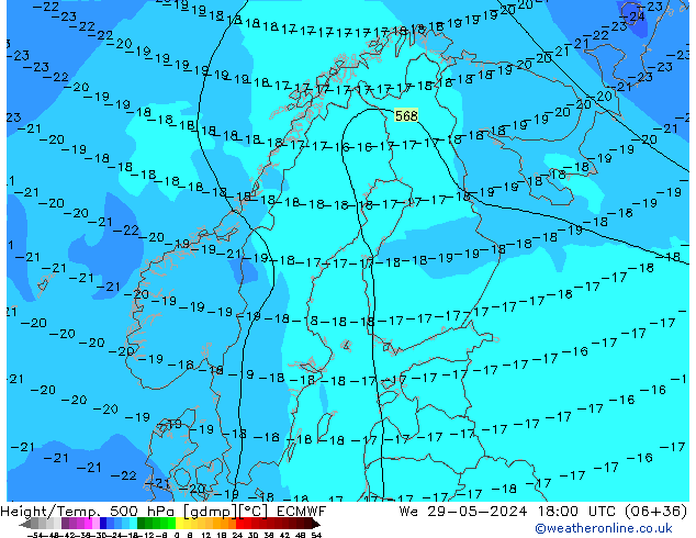 Z500/Rain (+SLP)/Z850 ECMWF St 29.05.2024 18 UTC