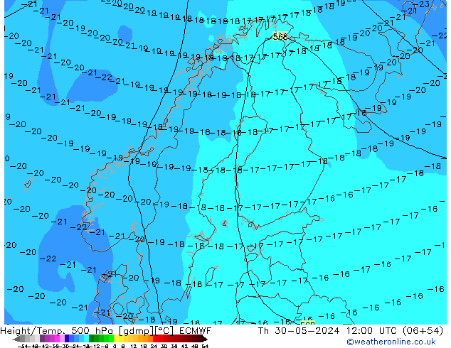 Z500/Rain (+SLP)/Z850 ECMWF чт 30.05.2024 12 UTC