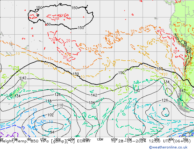 Height/Temp. 850 hPa ECMWF Tu 28.05.2024 12 UTC