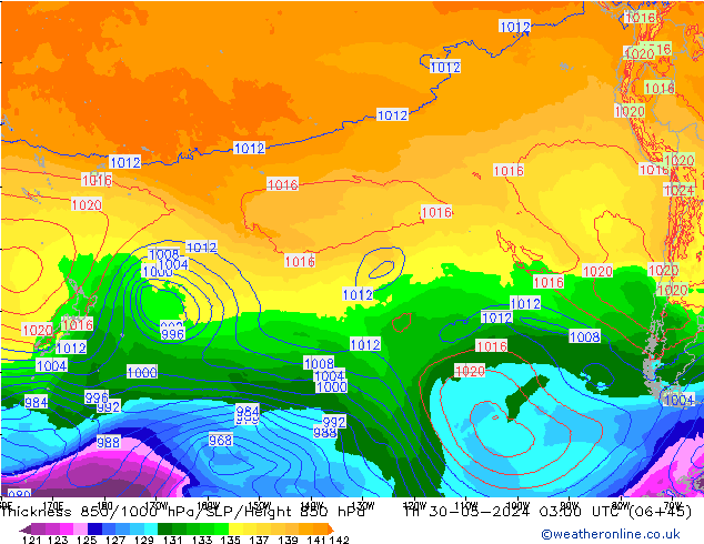 Thck 850-1000 hPa ECMWF jeu 30.05.2024 03 UTC