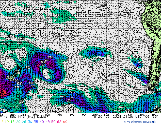 Wind 850 hPa ECMWF Th 30.05.2024 21 UTC