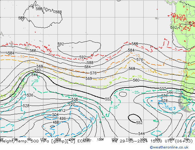 Yükseklik/Sıc. 500 hPa ECMWF Çar 29.05.2024 15 UTC