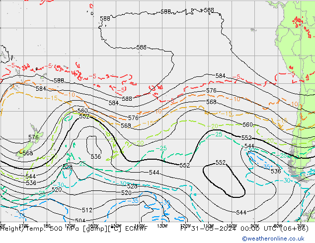 Yükseklik/Sıc. 500 hPa ECMWF Cu 31.05.2024 00 UTC