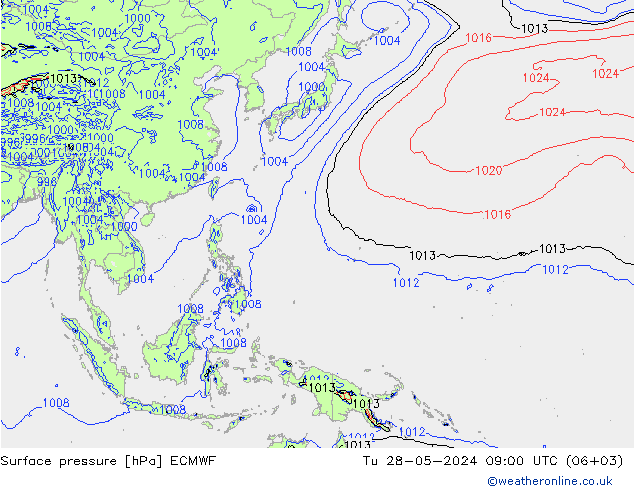 Pressione al suolo ECMWF mar 28.05.2024 09 UTC