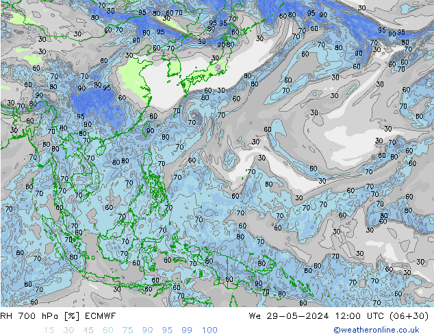 700 hPa Nispi Nem ECMWF Çar 29.05.2024 12 UTC