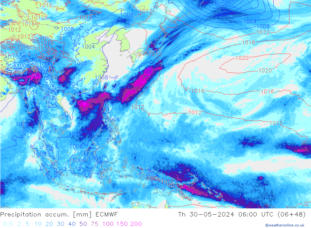 Nied. akkumuliert ECMWF Do 30.05.2024 06 UTC