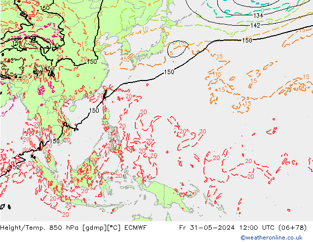 Z500/Rain (+SLP)/Z850 ECMWF  31.05.2024 12 UTC