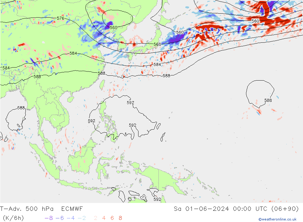 T-Adv. 500 hPa ECMWF za 01.06.2024 00 UTC
