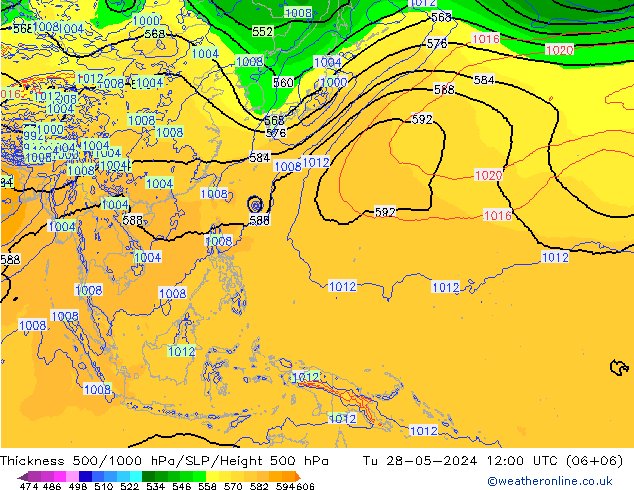 Thck 500-1000hPa ECMWF Ter 28.05.2024 12 UTC