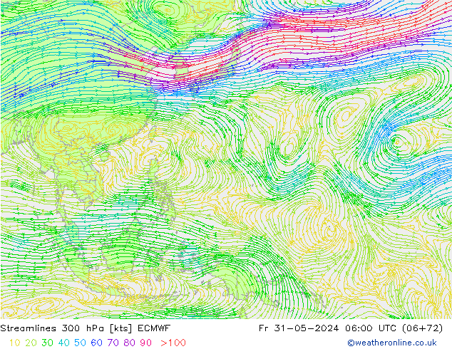 Streamlines 300 hPa ECMWF Fr 31.05.2024 06 UTC