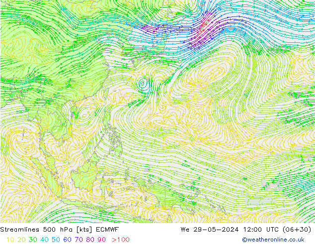 Rüzgar 500 hPa ECMWF Çar 29.05.2024 12 UTC