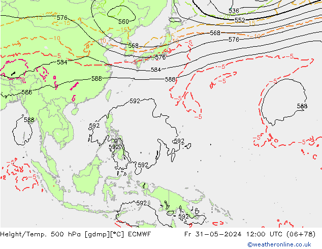 Z500/Rain (+SLP)/Z850 ECMWF  31.05.2024 12 UTC