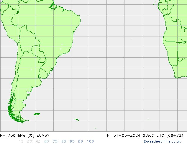 RH 700 hPa ECMWF Pá 31.05.2024 06 UTC