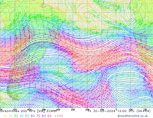 ветер 200 гПа ECMWF чт 30.05.2024 12 UTC