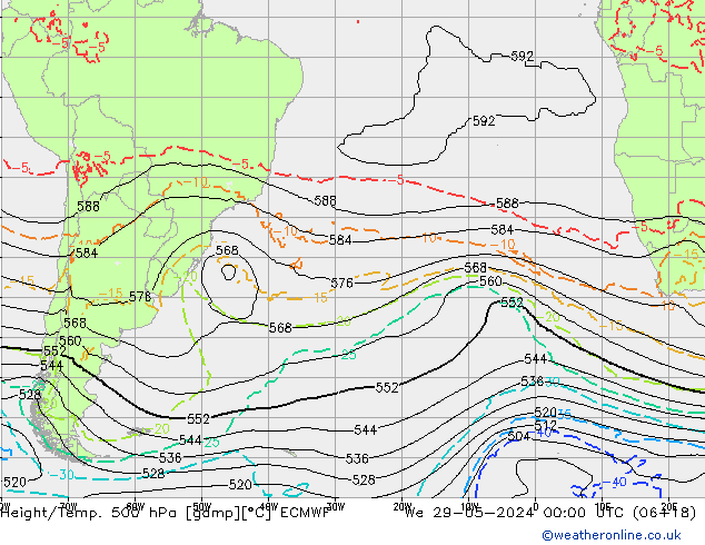 Z500/Rain (+SLP)/Z850 ECMWF śro. 29.05.2024 00 UTC