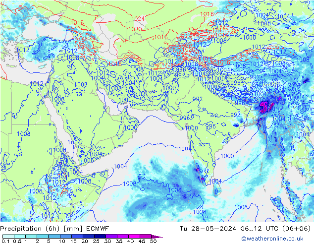 Z500/Rain (+SLP)/Z850 ECMWF Tu 28.05.2024 12 UTC