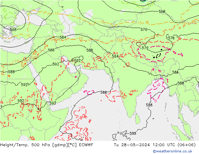 Z500/Rain (+SLP)/Z850 ECMWF Tu 28.05.2024 12 UTC