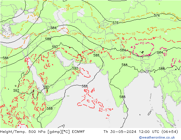 Z500/Rain (+SLP)/Z850 ECMWF Th 30.05.2024 12 UTC