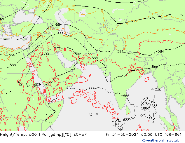 Height/Temp. 500 hPa ECMWF Fr 31.05.2024 00 UTC