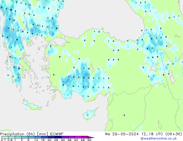 Precipitación (6h) ECMWF mié 29.05.2024 18 UTC