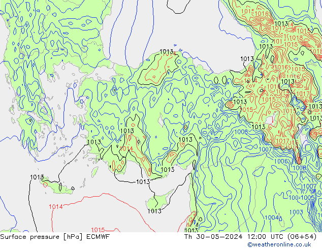 Surface pressure ECMWF Th 30.05.2024 12 UTC