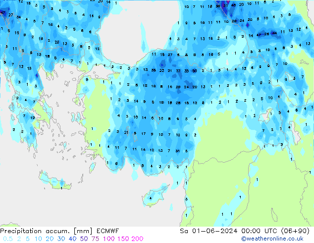 Precipitation accum. ECMWF  01.06.2024 00 UTC