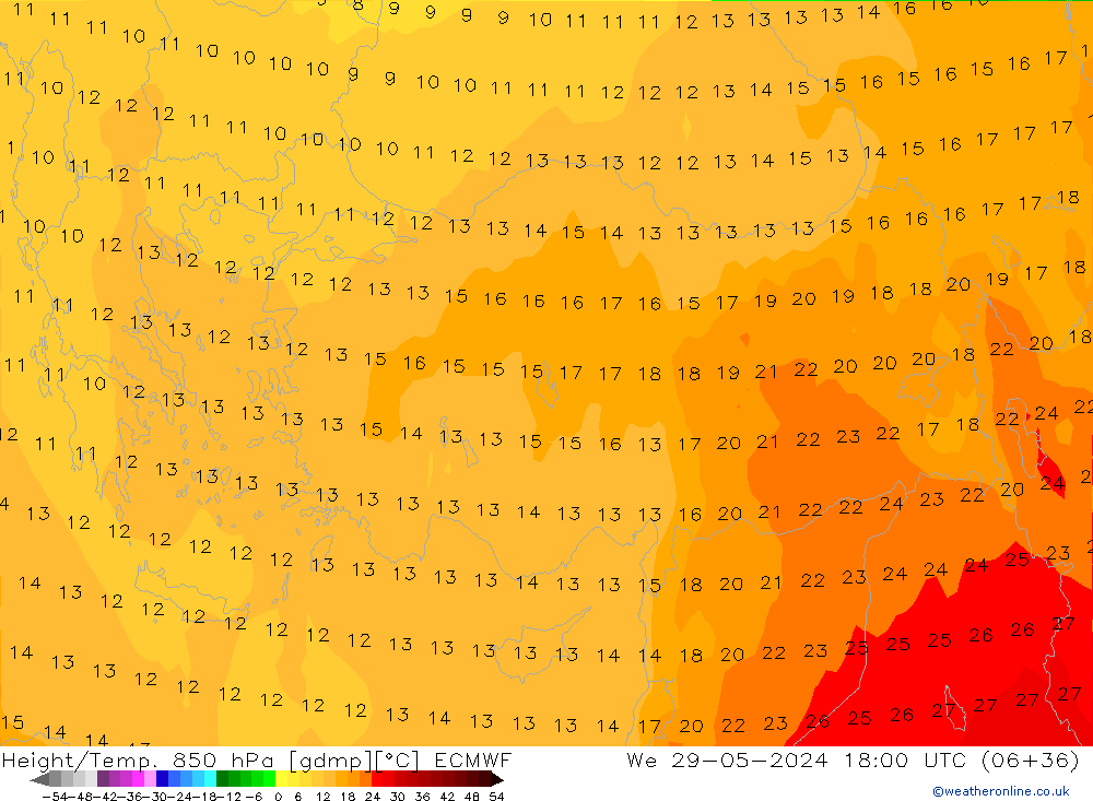 Z500/Rain (+SLP)/Z850 ECMWF mer 29.05.2024 18 UTC